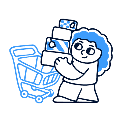 A person using a shopping cart to manage an order