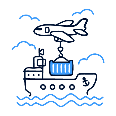 Connected freight transport by sea and air